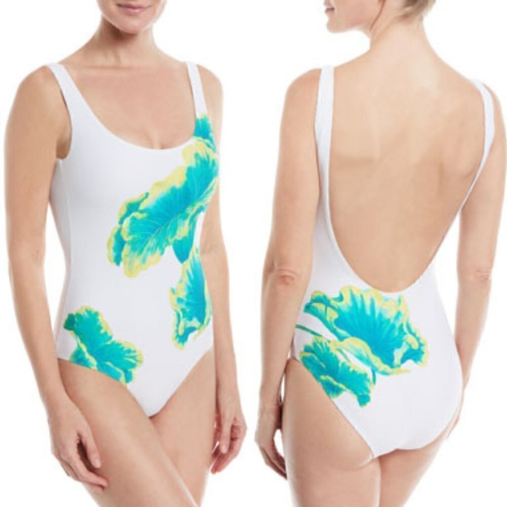 Onia Kelly Scoop Neck Lily Print One Piece Swimsuit - Picture 1 of 5